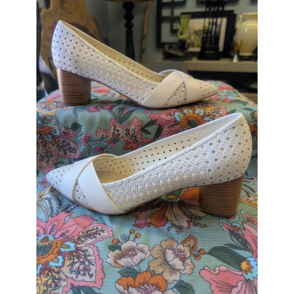 NEW Cole Haan 10 'Carlee' Block Heel Pumps In Optic White